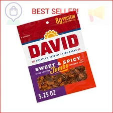 DAVID Roasted and Salted Jumbo Sunflower Seeds, Sweet and Spicy Flavor, 5.25oz.