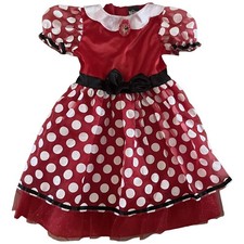 Disney Minnie Mouse Red Polka Dot Dress Child Size S 6/6X Costume Halloween