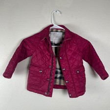 Burberry Children Girls Magenta Pink Quilted Nova Check Jacket 2T
