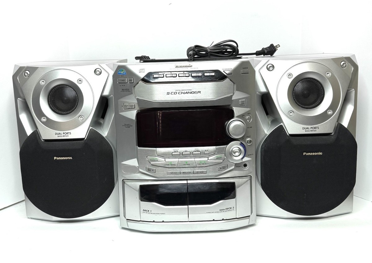 Panasonic SA-AK18 5 Disc CD Changer Dual Cassette Deck Stereo