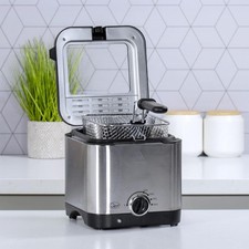 Quest 1.5 Litre Deep Fat Fryer, Compact Stainless Steel Fryer for Chicken, Chip