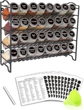 Spice Rack Organizer W/ 32 Glass Spice Jars 396 Spice Labels Chalk Marker