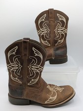 Ariat Boots Kids Size 4 Brown Leather Western Square Toe Riding Cowboy 10029626
