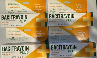 4 Bacitraycin Plus Antibiotic Original First Aid Ointment 1oz EACH EXP 8/26 ZINC