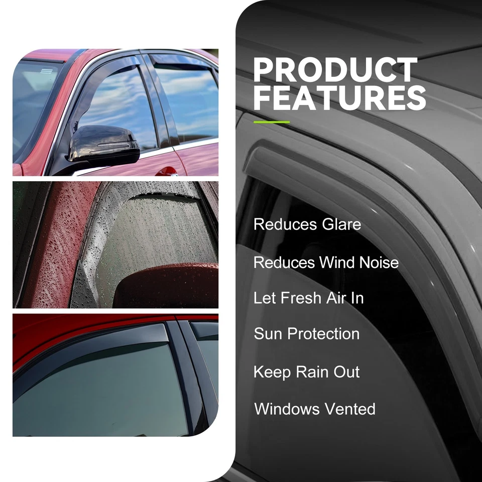 Viseras de ventana protectoras de lluvia negras brillantes para Nissan Pathfinder Infiniti QX4 96-04 Foto 4 de 4