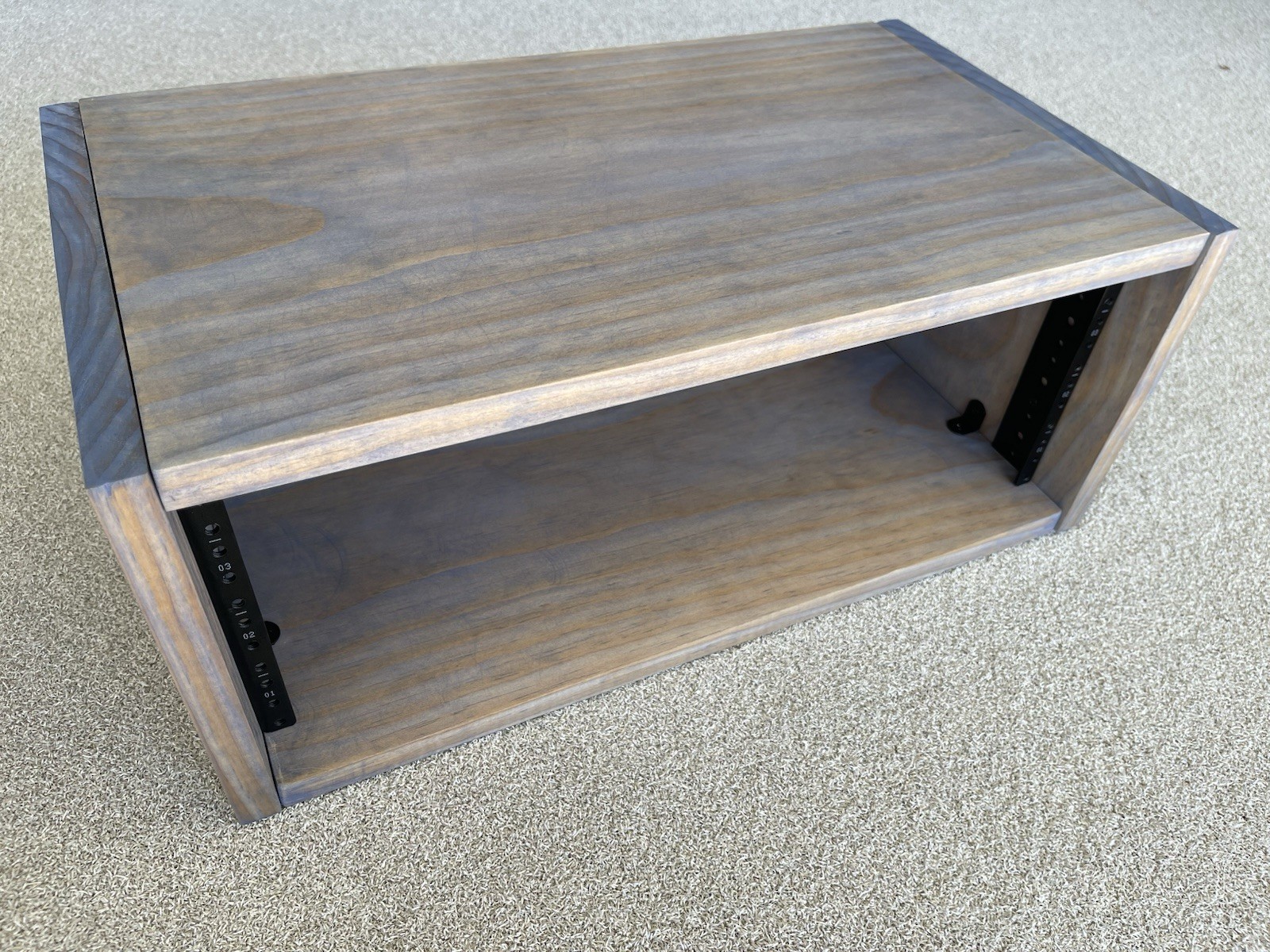 4U Audio Rack - Custom Built, Blue-stained Wood, For Audio/V