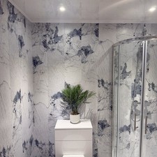 10 Blue Mystic Marble Matt 8mm Bathroom Cladding PVC Shower Wall Panels