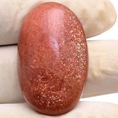 Glänzend ~ 57.80 Cts Natürlich Sonnenstein Unbehandelt 36mmx23mm Oval Cabochon - Bild 1 von 4