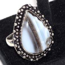 925 Silver Plated Owhyee Blue Opal Ethnic Ring Jewelry Size US 11 AU z753