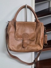 Liebeskind Berlin Leder Handtasche Cognac Braun Flecht-Optik Vintage-Look