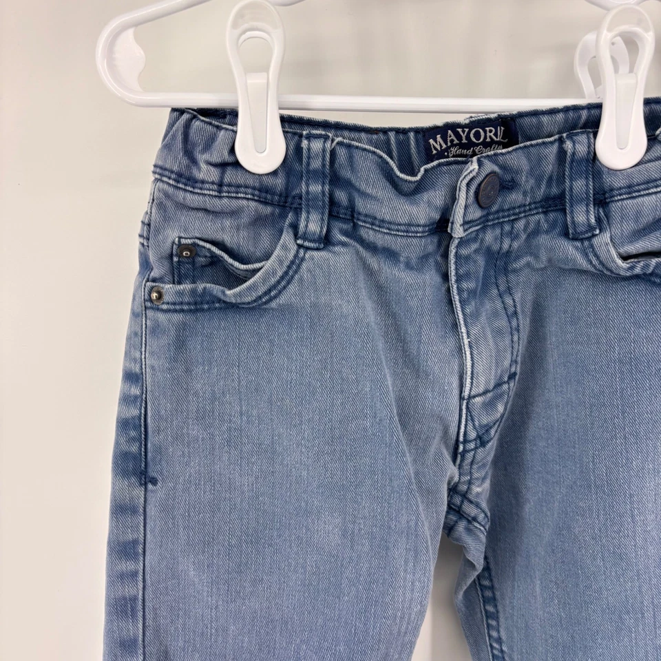 Pantalones de mezclilla Mayoral para niños talla 6 azul cintura ajustable hechos a mano Foto 4 de 4