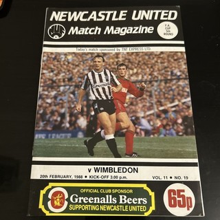 Newcastle United V Wimbledon (winners) 1988 fa cup round 5