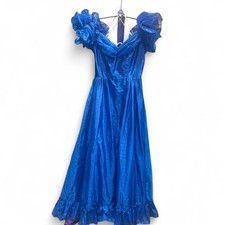 Blue puffy retro prom/homecoming dress size 9/10 L6 ptp 15" waist 13" flat