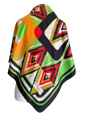 Madeleine de Rauch Paris Silk Scarf Abstract Multicolor Retro Geometric#A13