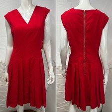 NWT $118 Calvin Klein Women’s 10 Red Pleated Sleeveless Skater Dress
