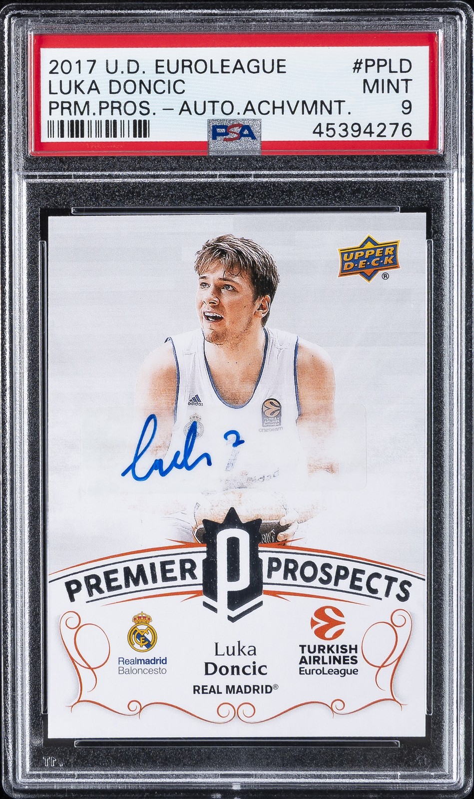 LUKA DONCIC 2017 UD EUROLEAGUE PREMIERE PROSPECTS AUTO ACHIEVEMENT #PPLD PSA 9 
