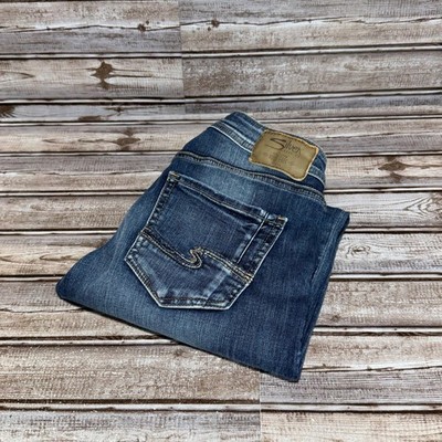 Silver Jeans Co Avery Skinny Crop High Rise Raw Hem Blue Denim 27x23 Actual