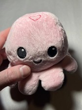 Camiseta Tortuga Reversible Pulpo Feliz Enojado Peluche Rosa Gris 6" Peluche Juguete