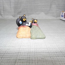 Jeff Fleming Bearfoots Ornament Black Bear and cub in sleeping bags L K
