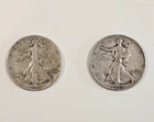 Lot of (2) Walking Liberty Half Dollars Circulated US Coins 1941 and 1943