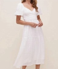 ASTR The Label Sonnet Puff Sleeve Crossover Midi Dress Cottagecore Coquette Sz S
