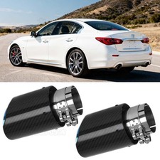 2.5" In 3.5" Out Carbon Fiber Muffler Exhaust Tip Pipe For Infiniti Q50 Q60 Q70