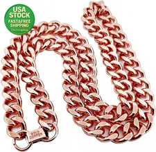 Pure Copper Cuban Link Necklace 24 Inch Heavy Statement Jewelry Chain 148 Grams