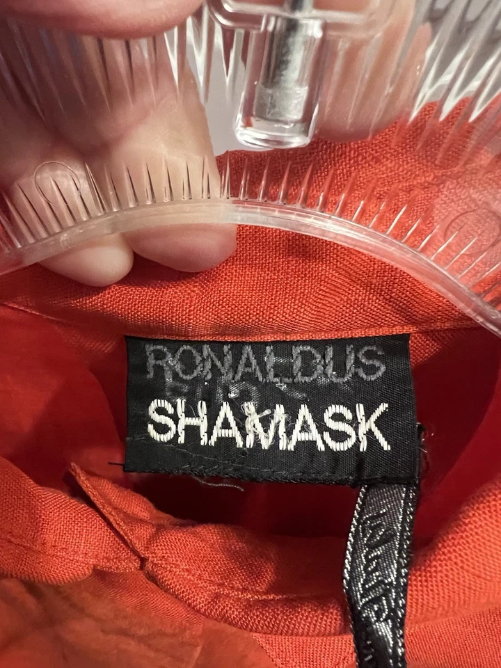 RONALDUS SHAMASK Jacket Pant  Suit Linen  Made In Italy  Small/ Medium  Orange - Imagem 2 de 4