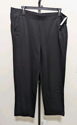 Athletic Works Women's Plus Fleece Open Pants Activewear Black Pockets XXL 20