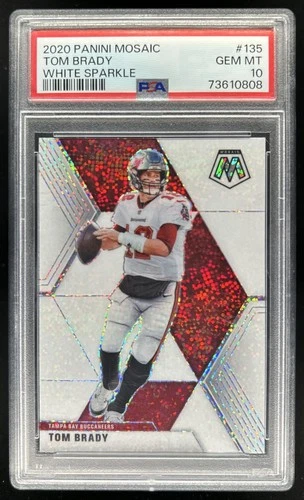 2020 Panini Mosaic Tom Brady White Sparkle #135 Buccaneers PSA 10 GEM MINT