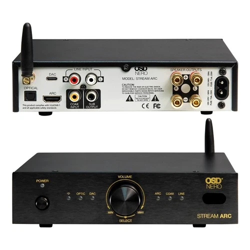 OSD Nero Stream ARC 100W 2Ch Stereo Amplifier w/ ARC, Wireless BT, Optical Input