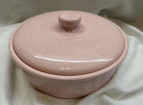 Vintage MCM 1950s Bauer Pottery Contempo Pink 2 Qt Casserole With Lid