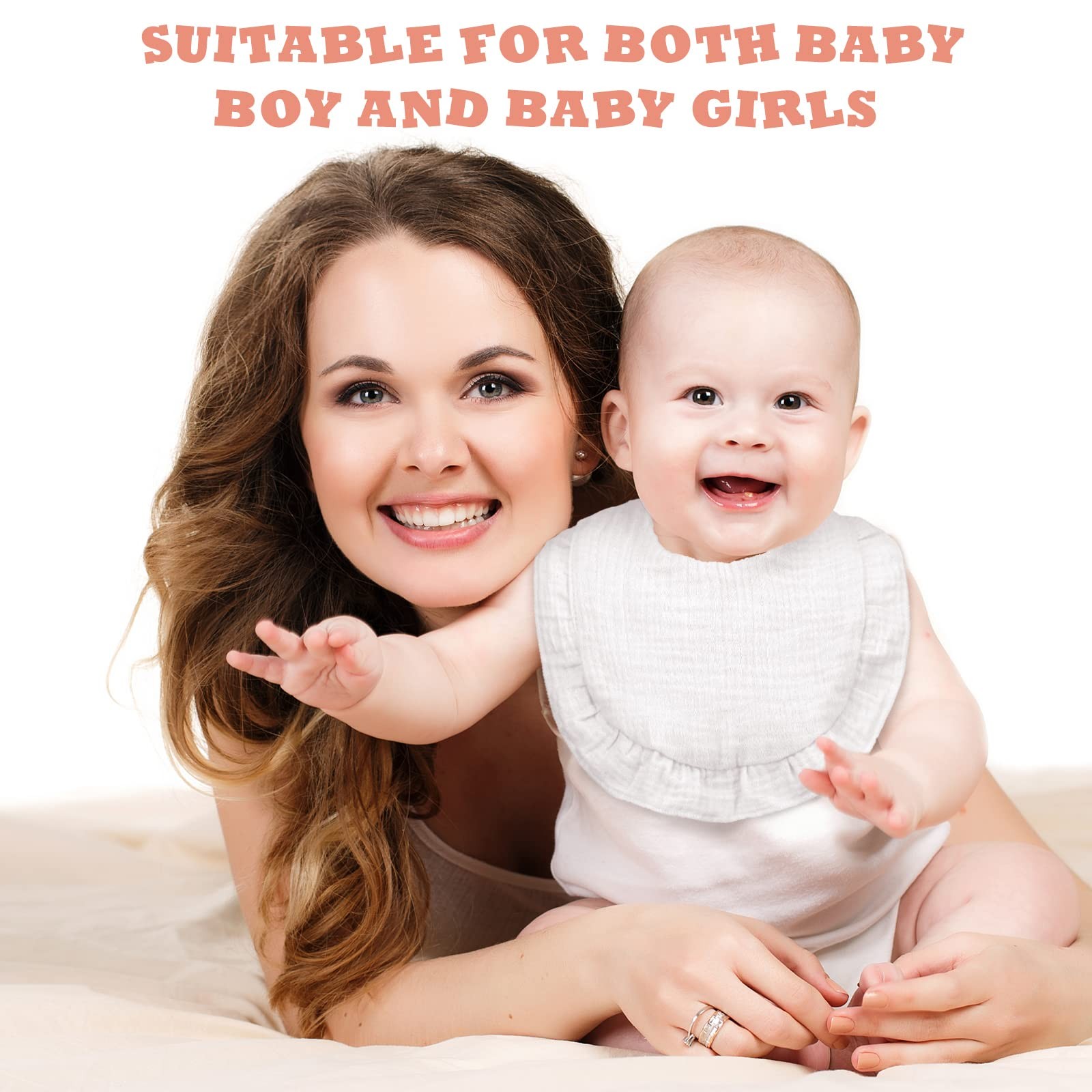 10 Pcs Baby Muslin Bibs Drool Bibs Bandana Ruffle Soft Cotton for Newborn Bab...