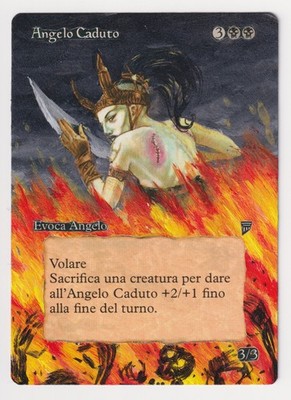 Altered Italian Fallen Angel HP Legends 1995 MTG Magic Hand Painted Unique Art!