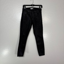 Good American Jeans Womens 4 27 Black GL691T Coated High Rise Skinny Stretch