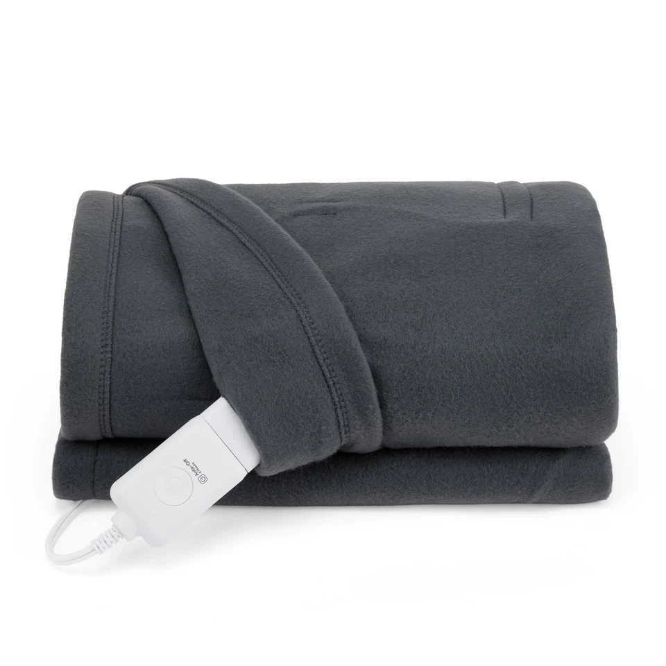 NEW Sunbeam Microplush Heated Blanket Twin Size Gray NEW Electric Heated Throw - Image 2 of 4