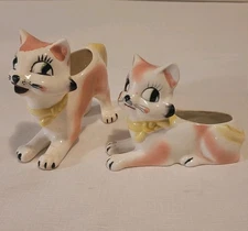 Vintage 1950s Tilso Japan Ceramic Cat Creamers Pink Twin Kittens RARE