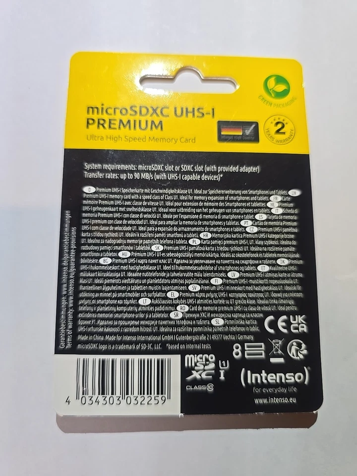Intenso; 128GB Micro SDHC High Speed Memory Card, Class 10 with Adaptor free p+p - Image 4 of 4