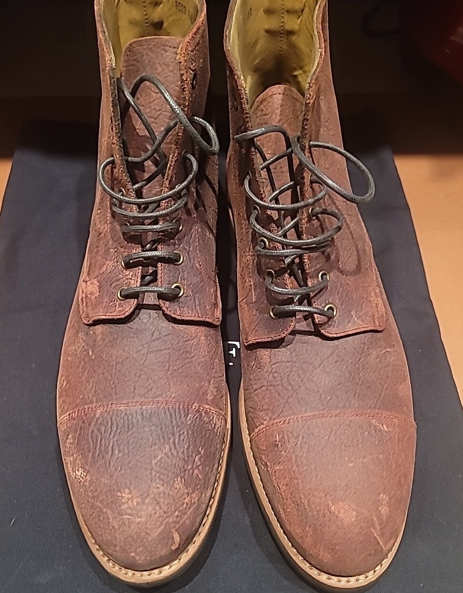Taft Dragon Lace-Up Cap-Toe Boots in Brown Leather Men\'s Size 9 Taft 9520 The Dragon Boot Cap Toe Lace Up Combat Brown  main image 4