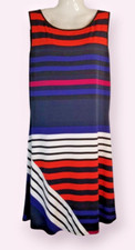 Calvin Klein Women's Dress Geometric Stripe Design Sleeveless Classic Large ????