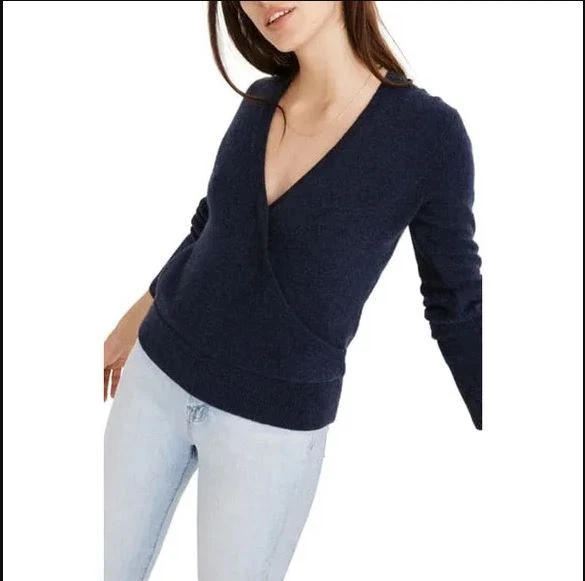 Madewell faux wrap pullover sweater clearance