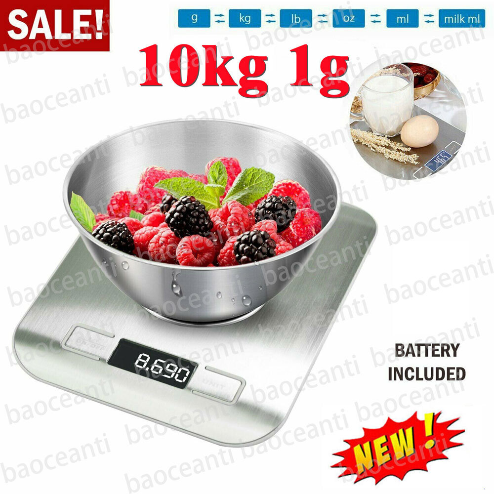 10kg/1g Flache Haushaltwaage Küchenwaage Präzisionwaage Feinwage Grammwaage DHL