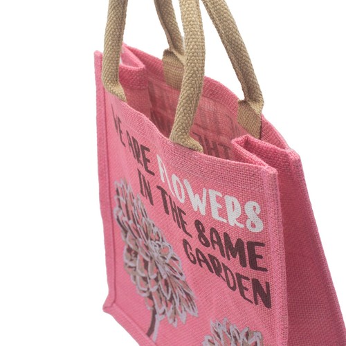 Shopper - Jutetasche bedruckt -Flowers- pink - Bild 2 von 4