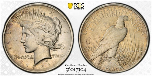 1921 High Relief Peace Silver Dollar PCGS VF Detail Damgage#7304