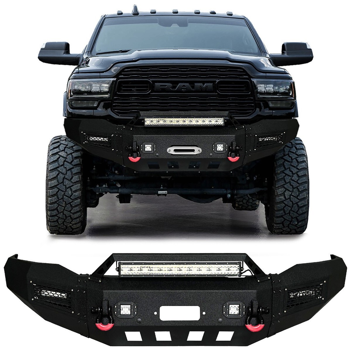Vijay For 2019-2024 5th Gen RAM 2500 3500 Front Bumper w/Winch