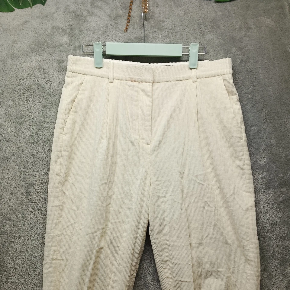 Pantalones de pana plisados con forro para mujer J.CREW Malya marfil Italia tela EE. UU. 8 Foto 2 de 4