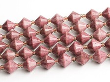8MM Genuine Natural Pink Rhodonite Beads Grade AA Bicone Faceted Loose Beads