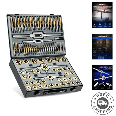 All-in-One 86pc Tap and Die Tool Set with Wrenches - Hand-Powered Precision