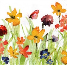 2 Paper Beverage Napkins for Decoupage/Mixed Media - Wildflowers