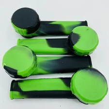 Silicone Smoking Pipe with Metal Bowl & Cap Lid | Green/Black 10 pack